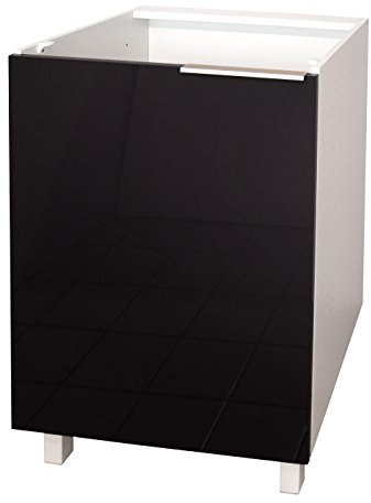 Berlioz créations CP6BN - Mueble bajo de Cocina con 1 Puerta (60 cm), Color Negro Brillante