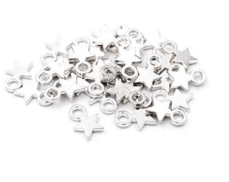 Vintageparts kleine Sterne als Anhänger in silberfarben 30 STK DIY-Schmuck