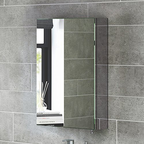 600 x 400 Stainless Steel Bathroom Mirror Cabinet Modern Single Door Storage Unit MC120