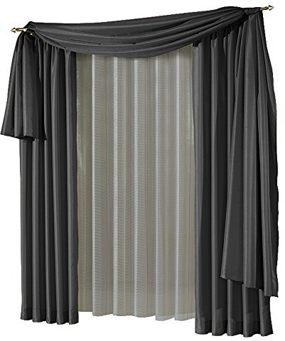 Wirth Fertigschal mit Kräuselband, Polyester, Schwarz, 225 x 135 cm