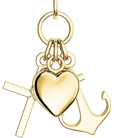 Herz Kreuz Anker Kette Gold 333 + inkl. GRATIS Luxusetui + Glaube Liebe Hoffnung Kette mit Herzchen Ankerkette Kreuzkette drei Anhänger Goldkette Gelbgold 333er Halskette FF390 GG33345