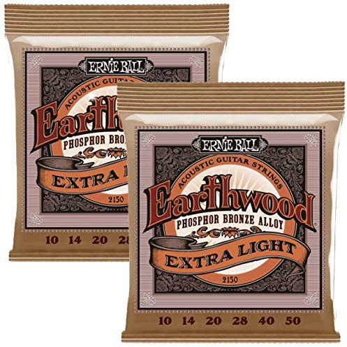 Ernie Ball Extra Slinky Saiten Akkustikgitarre 10-50 (, 2 Packungen)