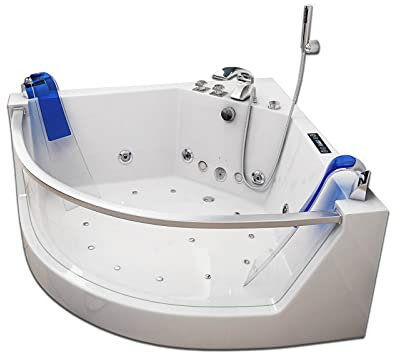 HOME DELUXE - Baignoire balnéo - ATLANTIC L - Dimensions : 141 x 141 x 62 cm - avec chauffage, fonction massage et complet. Accessoires I baignoire pour 2 personnes, baignoire intérieure