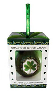 Royal Tara Traditional Ireland Ornaments Keltische Kugel in Geschenkbox (Grünes Kleeblatt)