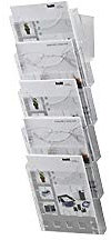 helit | Wandprospekthalter | transparent | 5 Fächer für Format DIN A4 | HxBxT 578 x 240 x 150 mm | VE 2 Stk