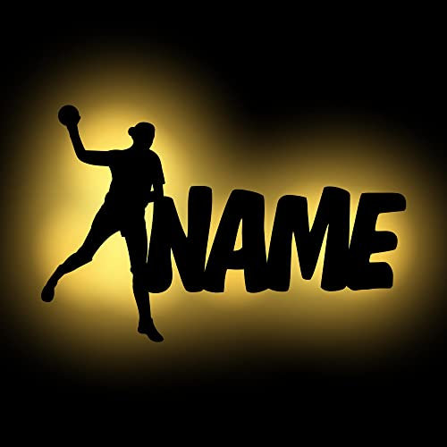 Led Deko-Lampe Handball Frau Mädchen mit Name, Geschenk für Sport Trainer Frauen Damen Herren
