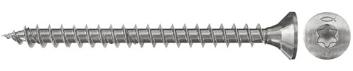 fischer - Vis à bois PowerFast 3,5 x 35 Tête fraisée, empreinte TX, inox A2, filetage total/Boite de 200
