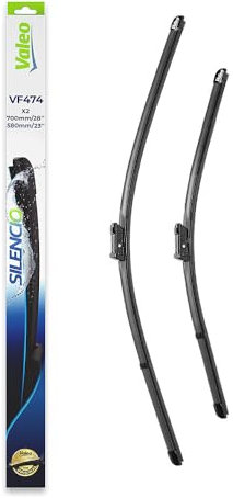 VALEO Silencio Wischer - VF474 - Leistungsstarke, hervorragende Sicht auf der Straße, einfache Montage - originale Flachblätter 700mm/580mm - Vorne - Set mit 2 Wischerblättern - 574674