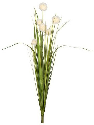 DPI künstlicher Kugelgras Busch, Deko Gräserzweig H. 70cm Creme grün