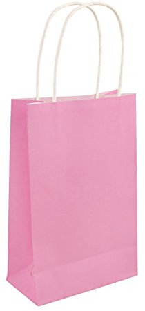 Papiertaschen mit Griffen, 14 x 21 x 7 cm, Pink, 24er-Pack