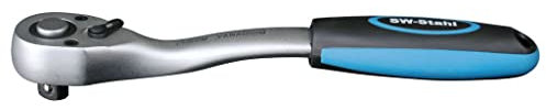 SW-Stahl 05990SB Umschaltknarre 1/2 Zoll I feinverzahnt mit 72 Zähnen I ergonomische Ratsche I Einsatzarretierung I Chrom-Vanadium-Stahl