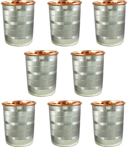 SKAVIJ Bicchieri a doppia parete in acciaio inox di rame per acqua e cocktail (0,32 litri, confezione da 8)