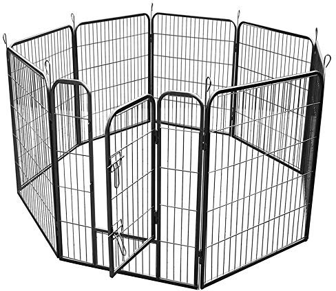 RayGar Medium Heavy Duty Strong 8 Piece Indoor Outdoor Dog Pen Cage Whelping Pen Fence Run Exercise Playpen 80x80cm - New