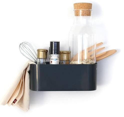 KalaMitica - Magnetic Tray - Gunmetal Grey - Magnetic Storage Organizer, Marker Holder, Pot Holder with Strong Magnet for Magnetic Boards, Whiteboards, Fridge - 22.5 x 12 x 8.5 cm