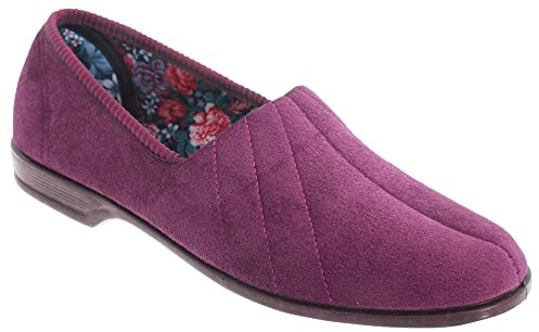 Sleepers Womens Audrey III Roll Top Slippers with Rubber Sole Black