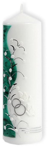 Hochzeitskerze grün Silber 80/240 inkl. Verzierung Sticker