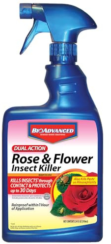 BioAdvanced Dual Action Rose and Flower Insect Killer, Continuous Rose Bug Spray, 24 oz