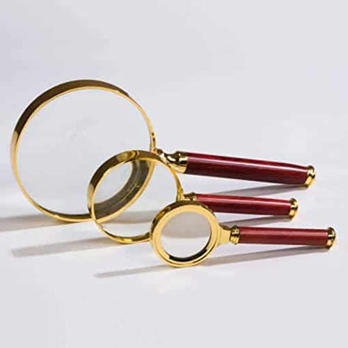Leuchtturm Stiellupe mit Glaslinse, 3fach Vergrößerung, Rosenholzgriff