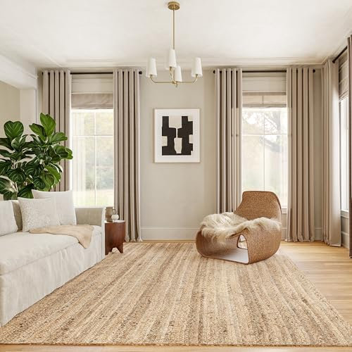 nuLOOM Rigo Handgewebter Bauernteppich aus Jute, 244 cm x 305 cm, Natur