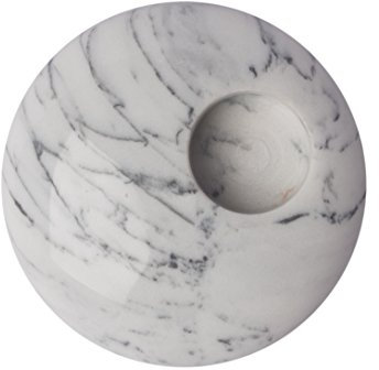 Teelichthalter oder Kerzenhalter Naturstein, aus massiv weißem Marmor rund durchmesse12cm x4cm, Farbe weiß