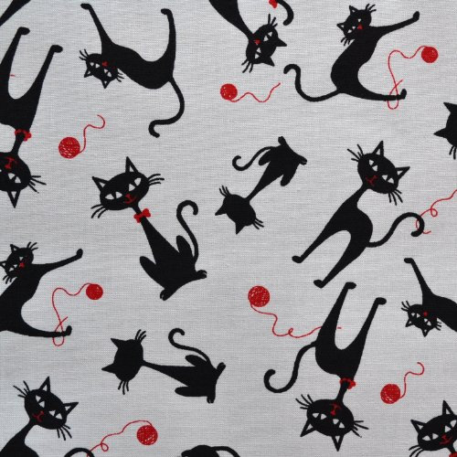 Textiles français Baumwollstoff | Die Schwarze Katze | 100% Baumwolle | Stoffbreite: 140cm (1 Meter)