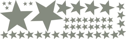 Fenstertattoo 50 Stück selbstklebende, Graue Sterne gemischt Ø15-2cm, Aufkleber, gemischt, Fensterdekoration zu Weihnachten Fensterbild / Fensteraufkleber, Wandtattoo Deko Sticker, Autoaufkleber, Weihnachtsdekoration, Schaufenster In- und Outdoor 70016