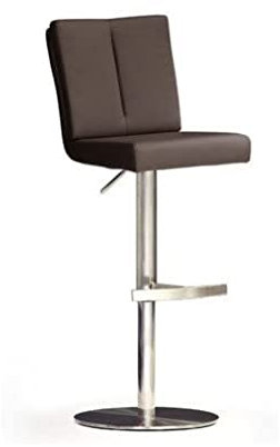 Robas Lund Barhocker Braun mit Lehne Barstuhl drehbar 360 Grad, Hocker höhenverstellbar, PU BRU.NI