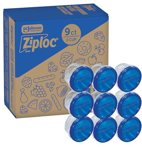 Ziploc Twist 'n Loc Container, Medium, 3 Pack, 2 ct | Small Size, Twist-to-Seal Lids, Meal Prep Ready, Freezer, Microwave and Dishwasher Safe, BPA-Free, 9 Count
