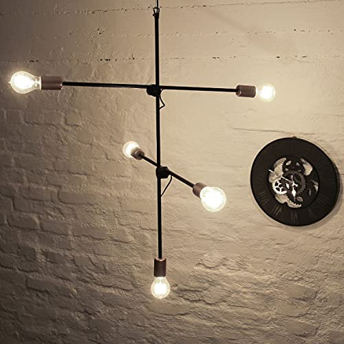 Licht-Erlebnisse Minimalistische Industrielampe Vintage Design verstellbar E27 Pendelleuchte Schwarz Esstisch Wohnzimmer