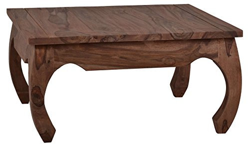 MiaMöbel Couchtisch Colombo 80x80 cm Kolonialstil Massivholz Teak Dunkelbraun