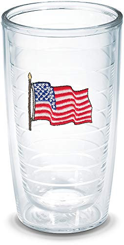 Tervis American Flag Made in USA Double Walled Insulated Tumbler, 16oz - No Lid, Clear