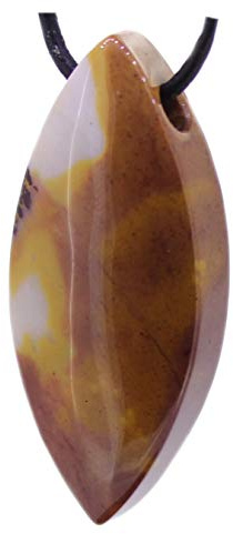 Budawi® Mookait Navette Anhänger | Edelstein Kettenanhänger mit schwarzem Lederband | Naturstein Schmuck