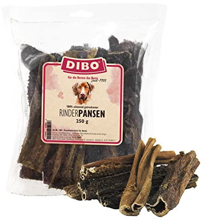 DIBO Rinderpansen, 250g-Beutel, der kleine Naturkau-Snack oder Leckerli für Zwischendurch, Hundefutter, Qualitätskauartikel ohne Chemie von DIBO