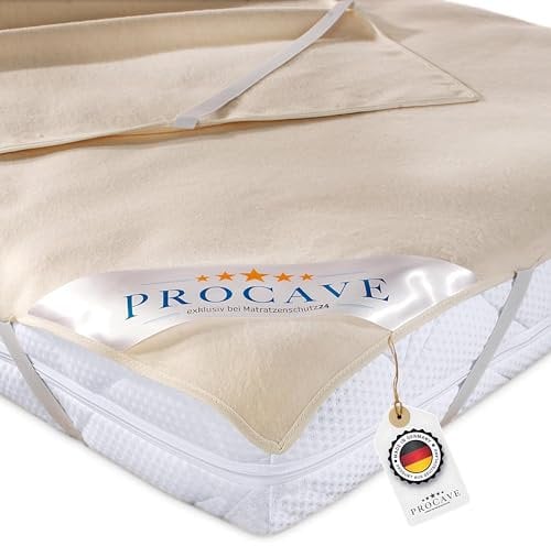 PROCAVE Matratzen-Auflage aus 100% Baumwolle, Natur-Matratzenschoner atmungsaktiv, hochwertige Moltonauflage als Matratzenschutz, Premium Qualität Made in Germany 80x200 cm