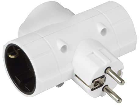 Amig - Adattatore Triplo Schuko a 3 Vie | Compatibile per Apparecchi Elettrici | Presa di Terra | Tensione Max 250V | Amperaggio Max 10/16A, Bianco, 3 Vías, Policarbonato