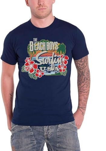 Beach Boys Men's Surfin' USA Tropical Short Sleeve T-Shirt, Navy, XX-Large