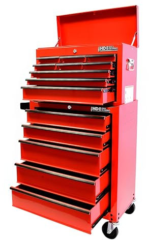 Hilka C314BBS Heavy Duty 14 Drawer Combination Unit with Ball Bearing Slides,Medium, Red