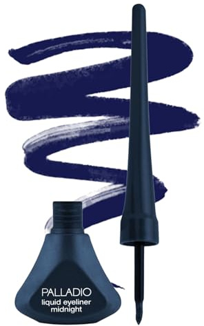 Palladio Liquid Eyeliner, Highly Pigmented and Waterproof Eyeliner, For Intense Eye Definition, Smear-proof Eyeliner Liquid, Includes Easy Grip Wand and Felt Tip Eyeliner Applicator, Midnight