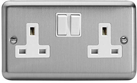 Varilight - 2 Gang 13 Amp Double Switched Socket Matt Chrome - XS5W