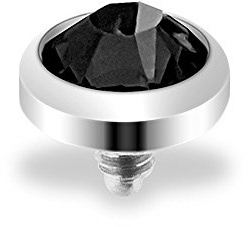 Taffstyle® Dermal Anchor Piercing Aufsatz Kugel Kristall Ball Flach / 3mm - Schwarz