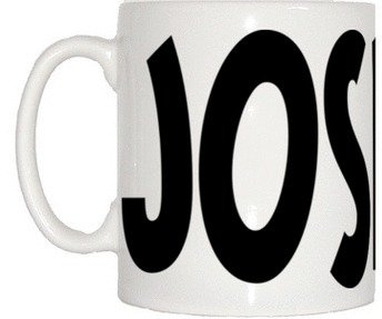TeeTreeDesigns Joshua Name Mug - White Ceramic - 80mm x 92mm - 100% Dishwasher Safe - Logo Embossed - Hot Drinks - Home Use
