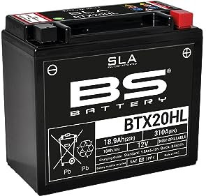 BS Battery 300689 BTX20L AGM SLA Motorrad Batterie, Schwarz
