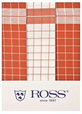 Ross 3er Pack Baumwoll-Geschirrtücher Karo 1742 orange 50x70 cm