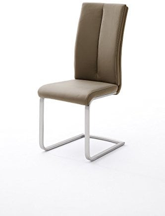 Freischwinger Paulo II (4er Set) MCA Cappuccino Edelstahl gebürstet Braun Kunstleder