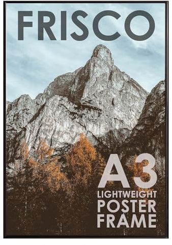 Kenro Frisco Plastic Picture Frames (Box of 1) - A3 / 29.7x42cm Wall Hanging Stylish Photo Frame with Glass Front - Black