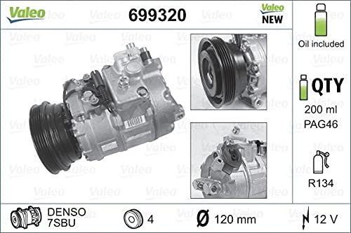 Valeo Kompressor, Klimaanlage, vorgefüllt mit Öl, 699320 | Kompatibel mit: BMW 5, 5 Touring, 7