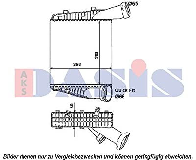 AKS DASIS 047022N Ladeluftkühler LLK für VW Touareg (7LA, 7L6, 7L7) für AUDI Q7 (4LB) Turbo Intercooler Netzlänge 287 mm, Netzbreite 292 mm, Netztiefe 50 mm