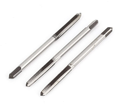 sourcing map 3pcs Taraud HSS taraud à main 3mm diamètre de coupe fileté 3 flûtes 2.8mm diamètre de tige 46mm longueur