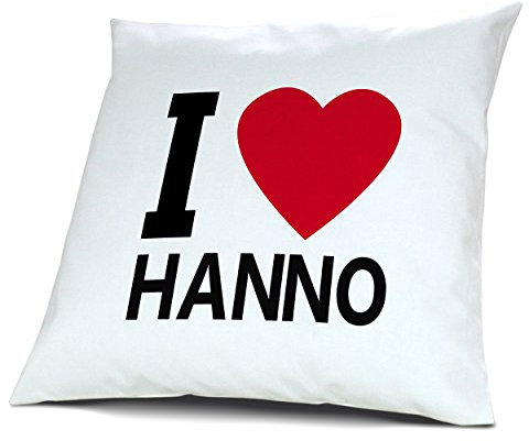 digital print Kopfkissen Hanno, Kissen mit Füllung I Love Hanno, 40 cm, 100% Baumwolle, Kuschelkissen, Liebeskissen, Namenskissen, Geschenkidee