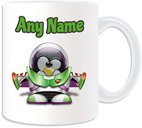 Personalisiertes Geschenk – Buzz Tasse (Pinguin Cartoon Charakter Kostüm) Einzigartige Name Nachricht Dumm lustig Lightyear